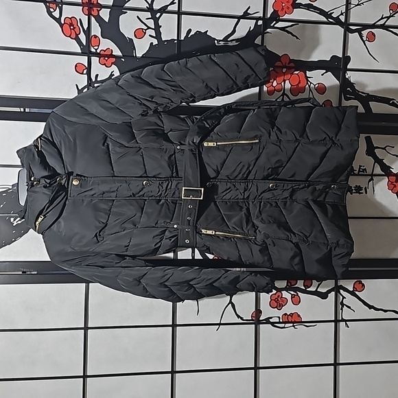 Cole Haan Hooded Puffer Coat Black Size XS - Picture 2 of 9